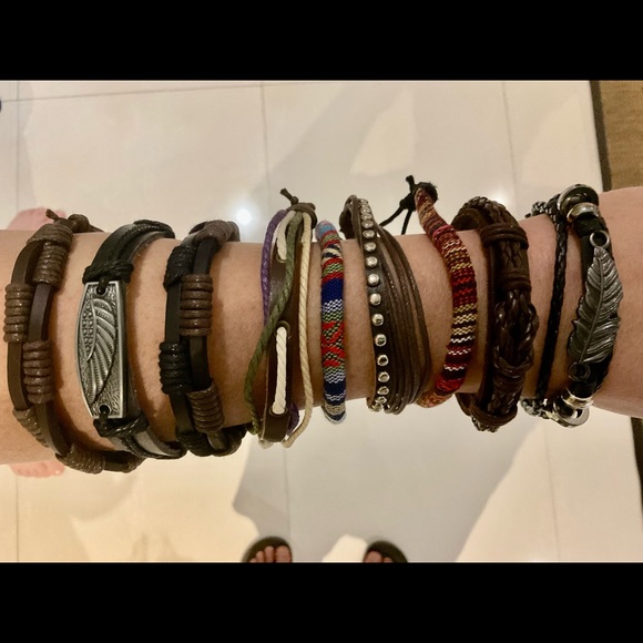 Mens Leather Wrap Bracelets - Picture 3 of 4